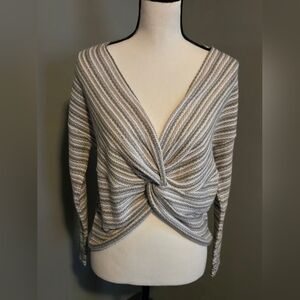 Nnwot Striped Gray and Cream Women's Sweater Sz S By A.N.A.